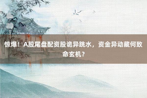 惊爆！A股尾盘配资股诡异跳水，资金异动藏何致命玄机？