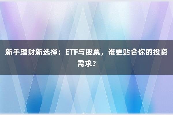 新手理财新选择：ETF与股票，谁更贴合你的投资需求？