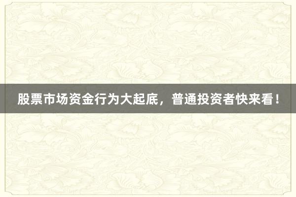 股票市场资金行为大起底，普通投资者快来看！